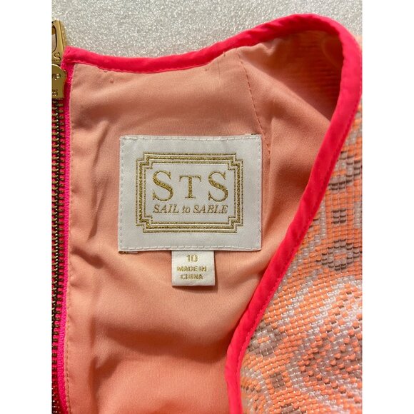 Sail to Sable Melon Jacquard Flare Dress Size 10 - Picture 5 of 5